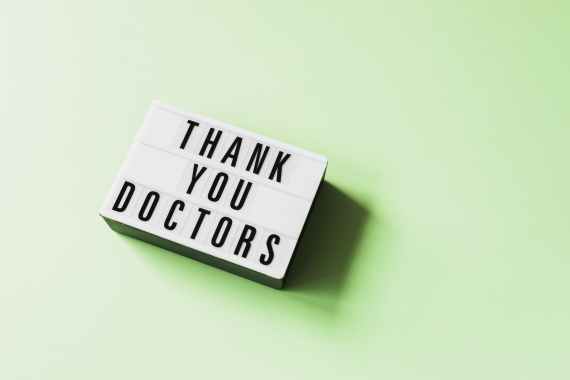 retro light box with gratitude message for doctors